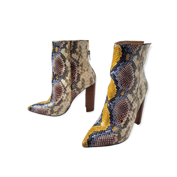Steve Madden Shoes - 𝅺Steve Madden Trista Multi Snakeskin Block Heel Ankle Boots Size 7M